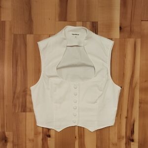 NWT Superdown White Cropped Button Up Vest Top Size Medium